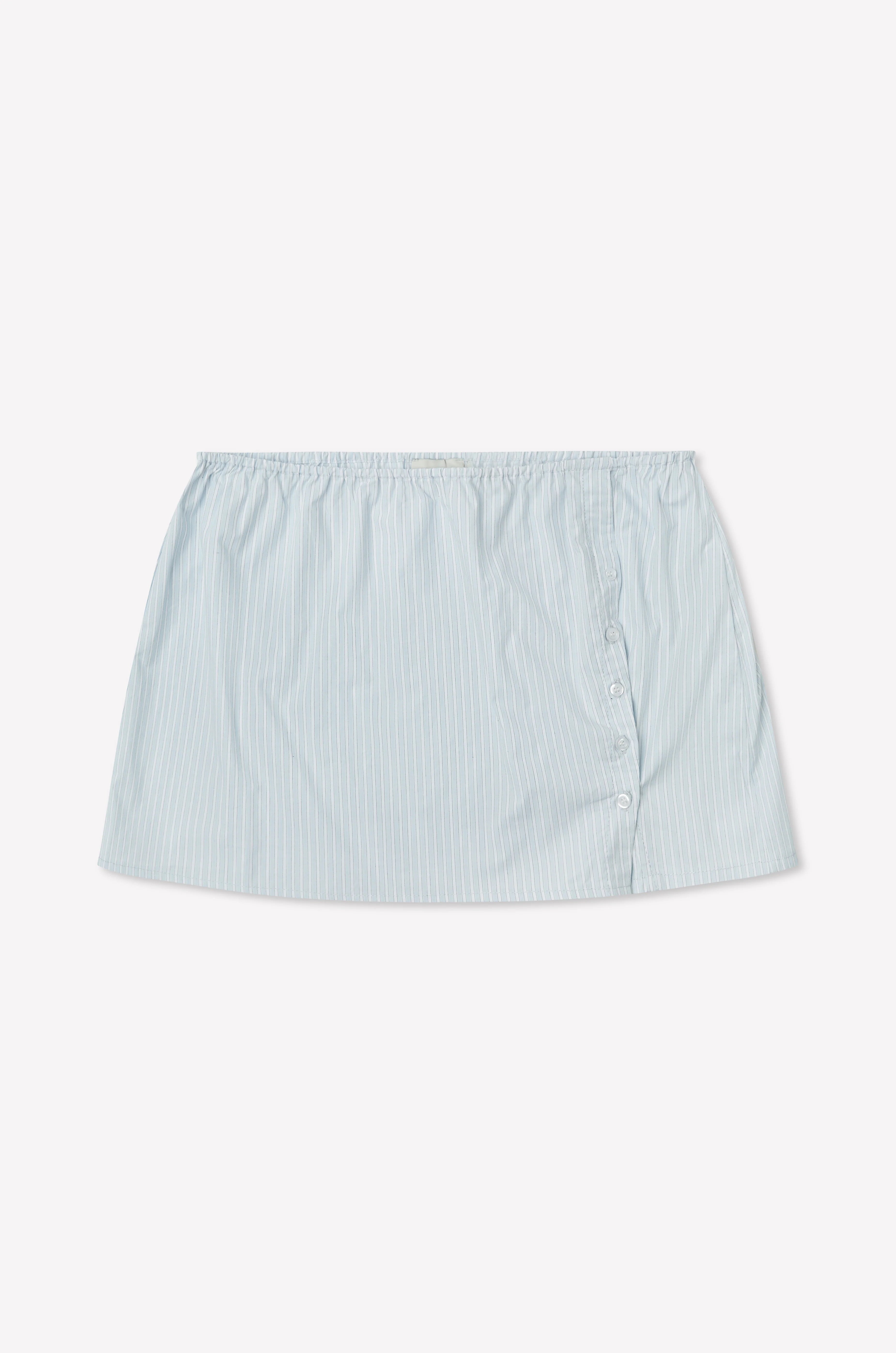 (PRE-ORDER) PLEAT SPLIT SKIRT - MIST STRIPE