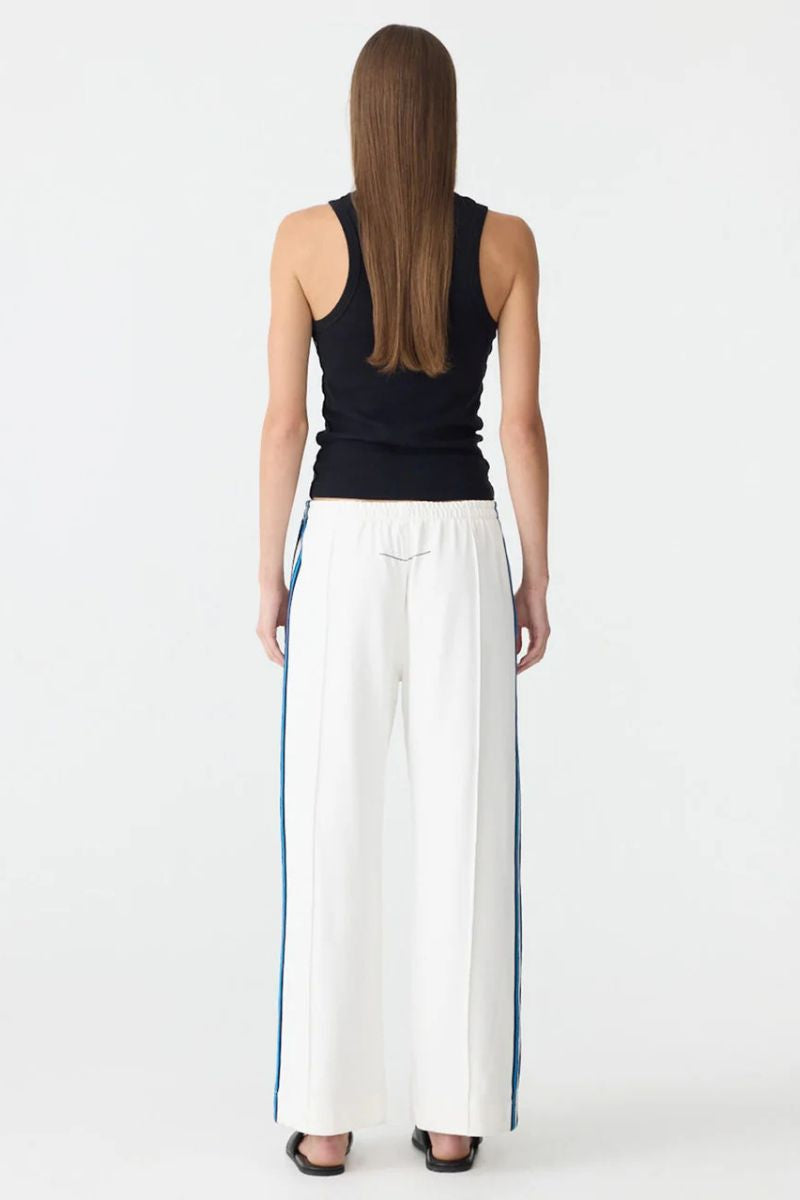 DOUBLE STRIPE WIDE LEG PANT - WHITE/ COBALT & INK STRIPE