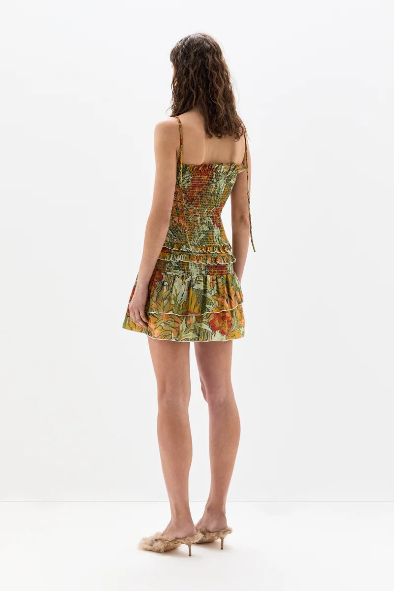 (PRE-ORDER) ELIANA RUFFLED MINI DRESS - ALIERA FLORAL MINT