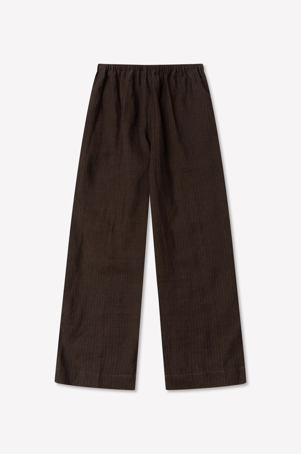 LINEN EASE TROUSER - BROWN BLACK STRIPE