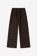 LINEN EASE TROUSER - BROWN BLACK STRIPE