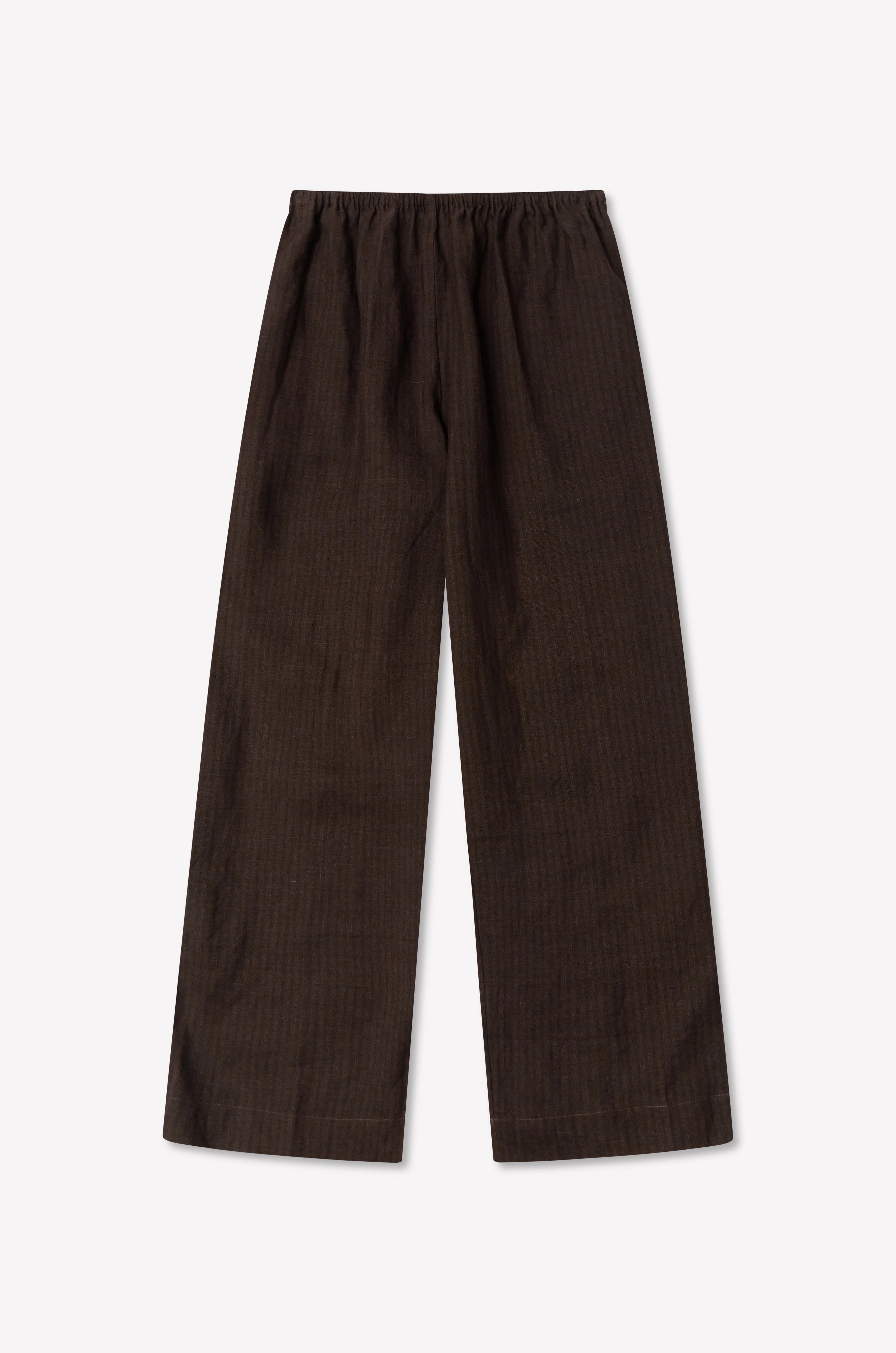 (PRE-ORDER) LINEN EASE TROUSER - BROWN BLACK STRIPE