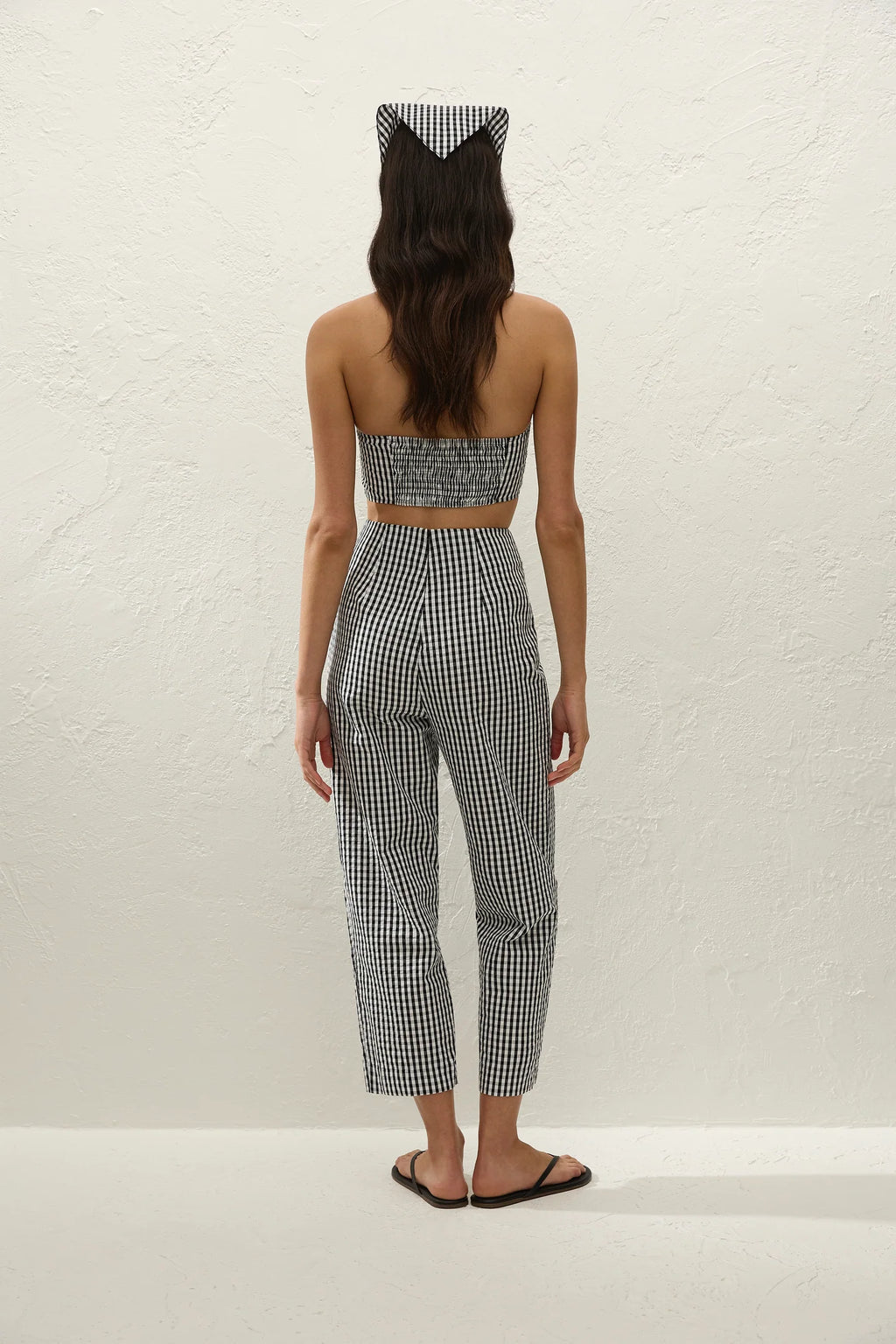 CLAUDINE PANT - BLACK TEXTURED GINGHAM