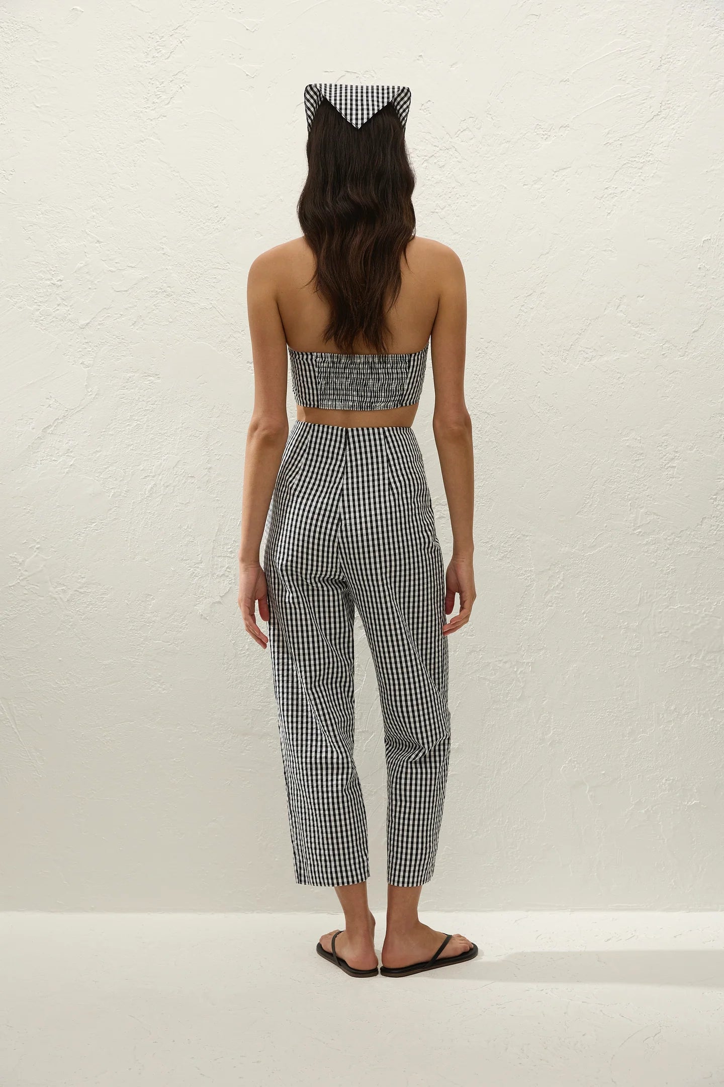 CLAUDINE PANT - BLACK TEXTURED GINGHAM