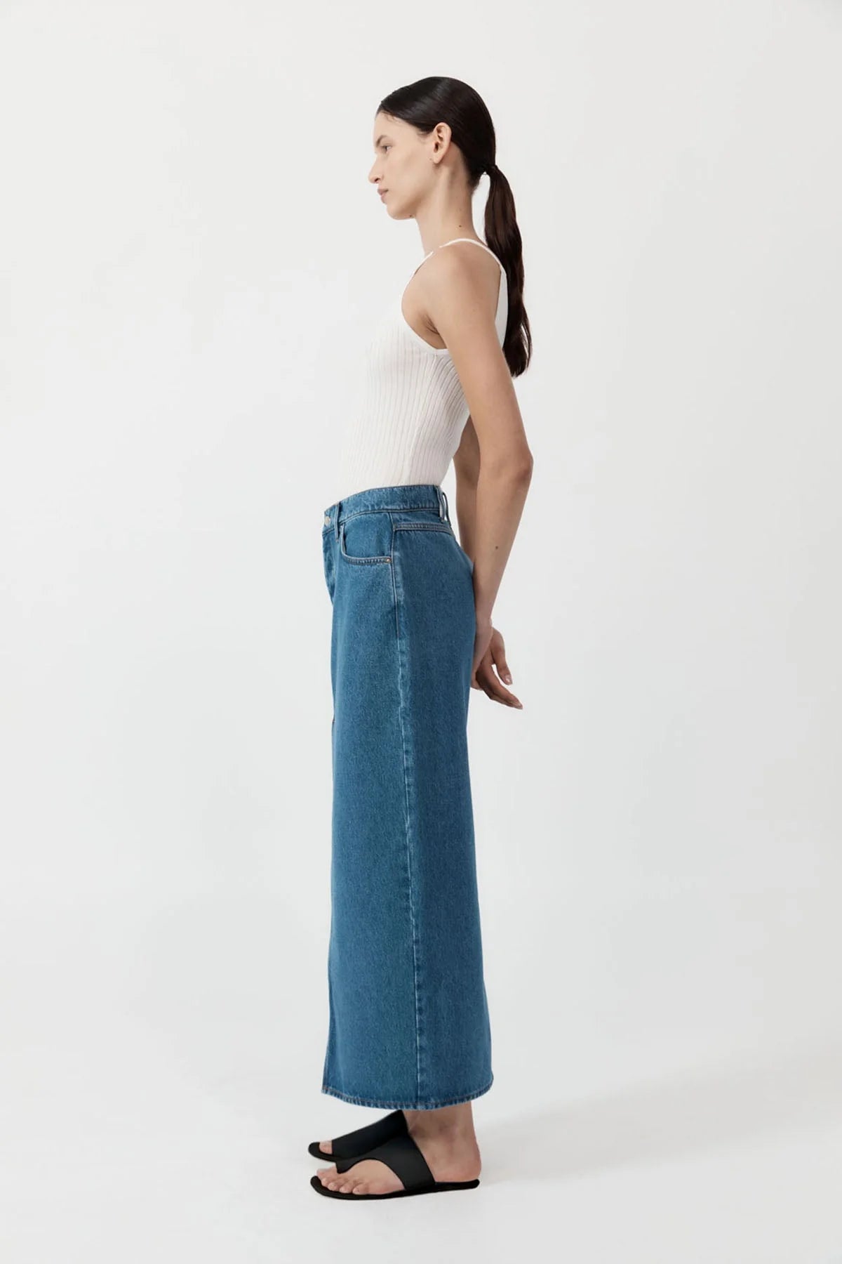 DENIM MAXI SKIRT - DENIM BLUE