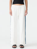 DOUBLE STRIPE WIDE LEG PANT - WHITE/ COBALT & INK STRIPE