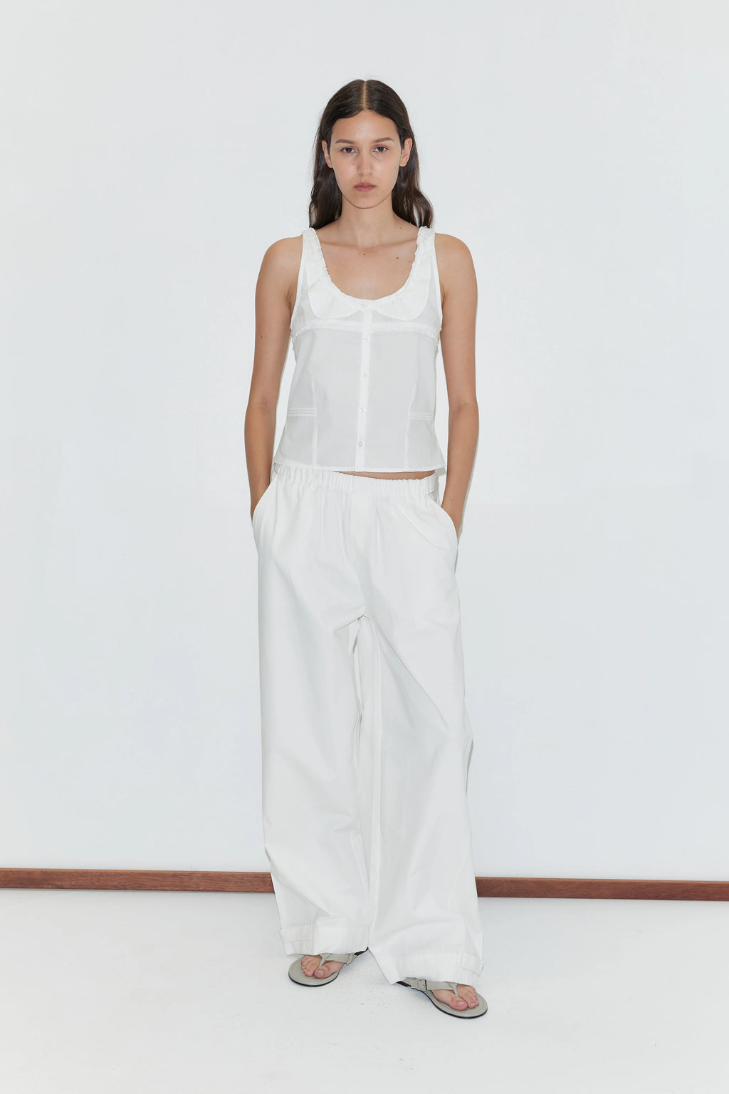 SNAP TAB PANT - WHITE