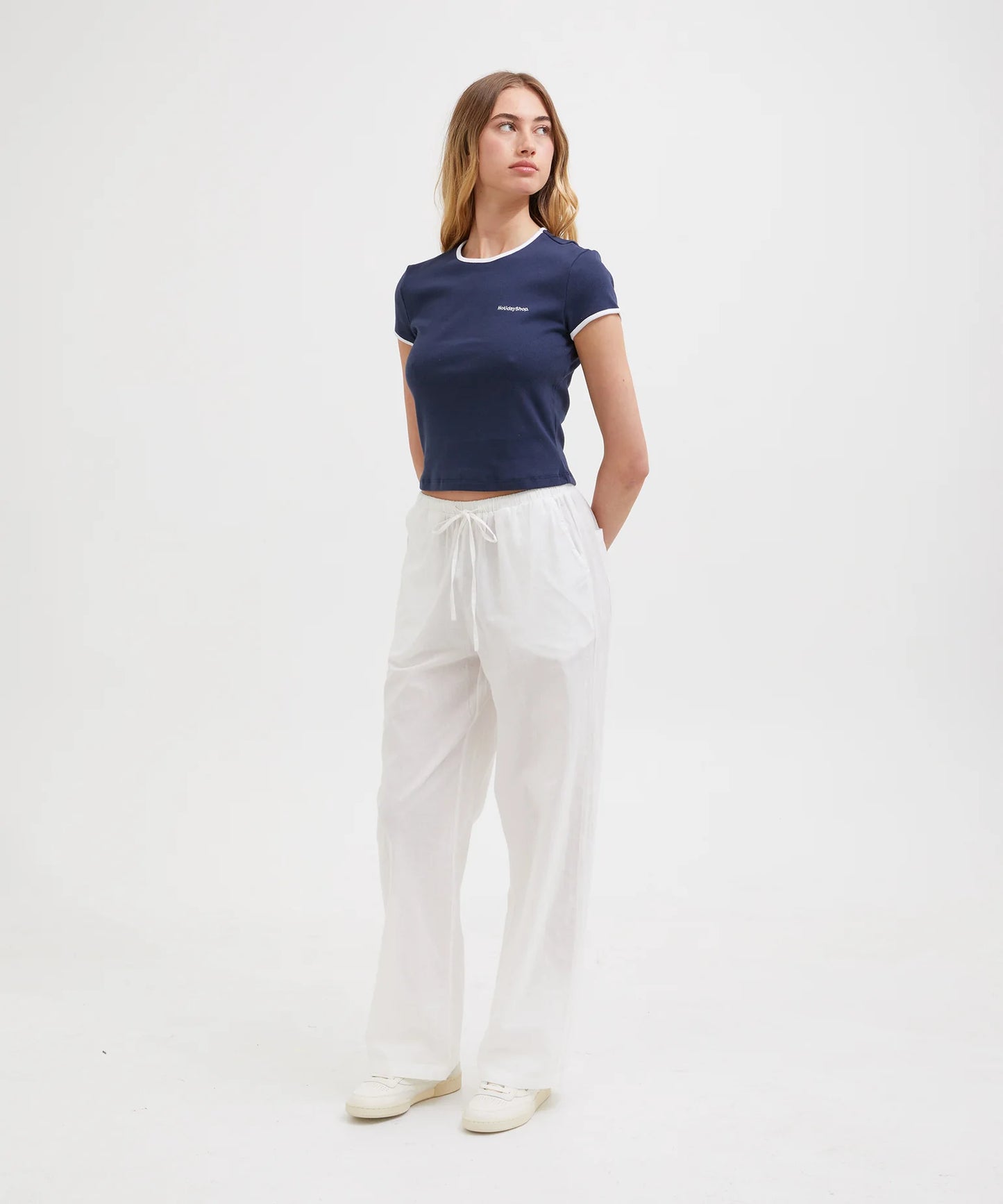 HS BABY TEE - NAVY/WHITE