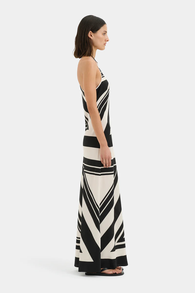 PIETRA V NECK SLIP DRESS - MILANO NERO