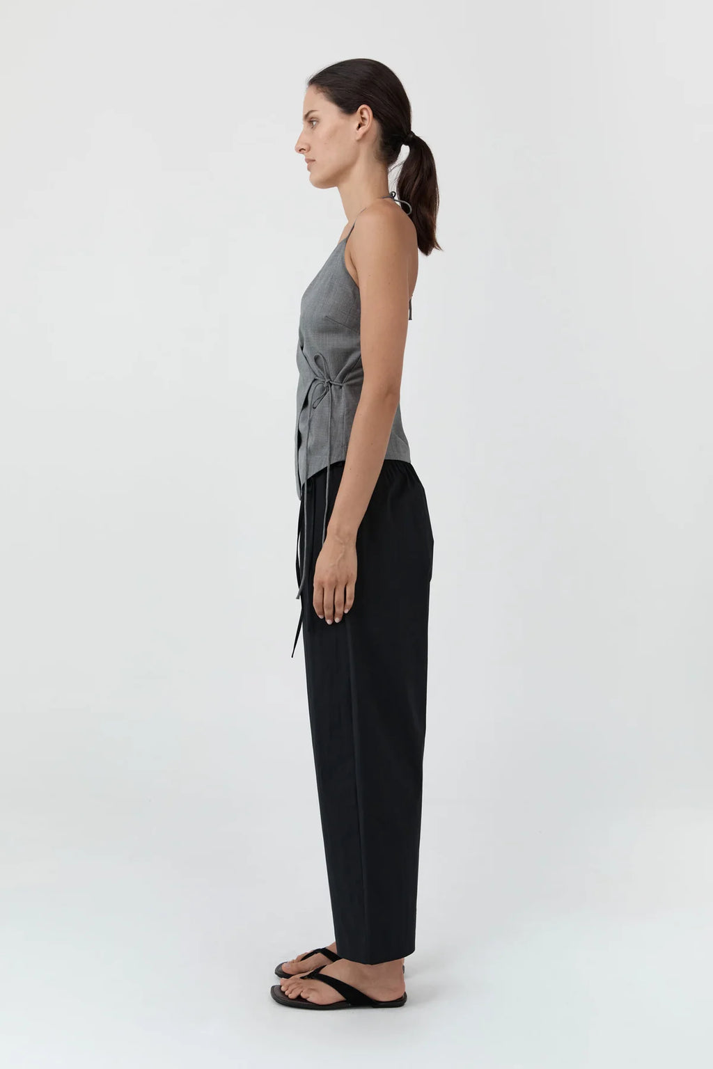 FINE ROULEAU CROP PANTS - BLACK