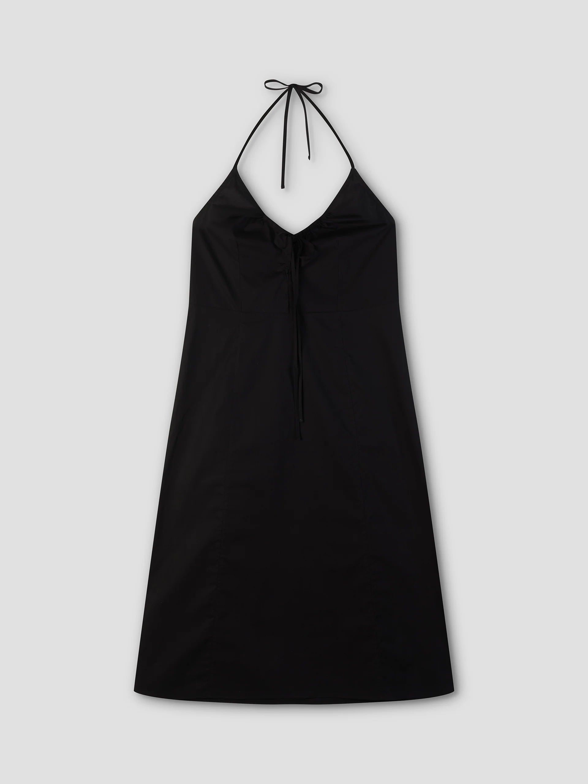 SEAMED HALTER DRESS - BLACK