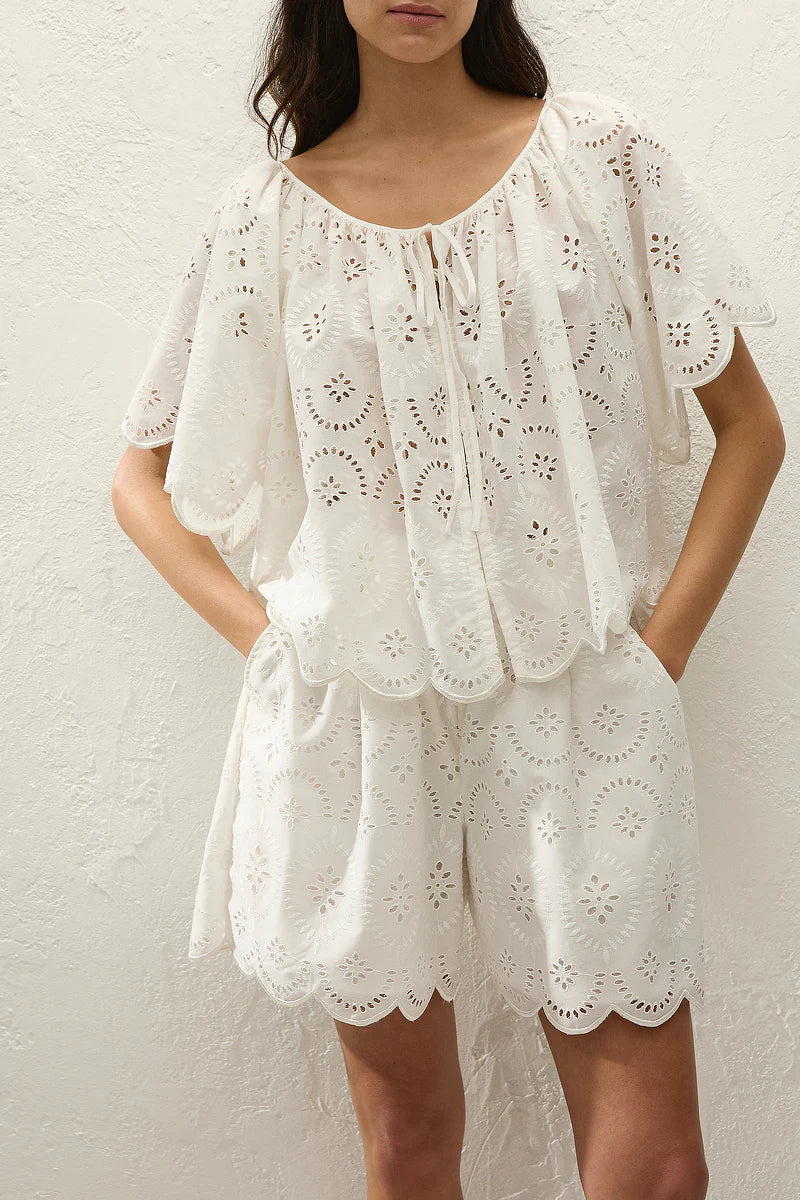 FONDACO SHORT - BIANCA BROIDERIE WHITE
