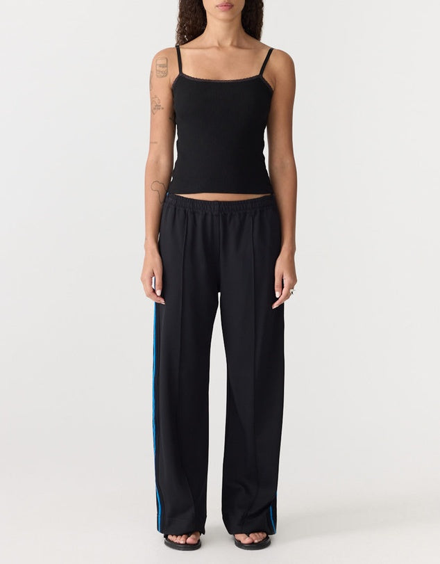 DOUBLE STRIPE WIDE LEG PANT - BLACK / COLABT & INK STRIPE