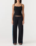 DOUBLE STRIPE WIDE LEG PANT - BLACK / COLABT & INK STRIPE
