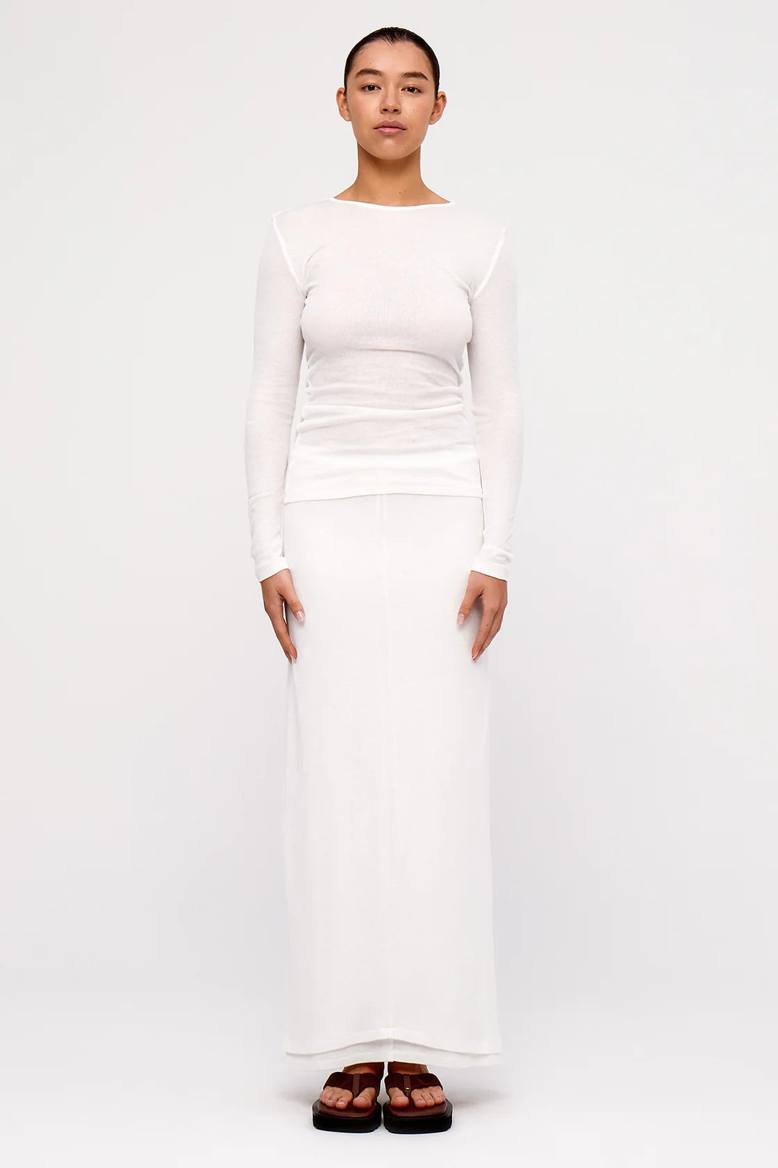 RIB HEMP JERSEY LONGSLEEVE TOP - WHITE