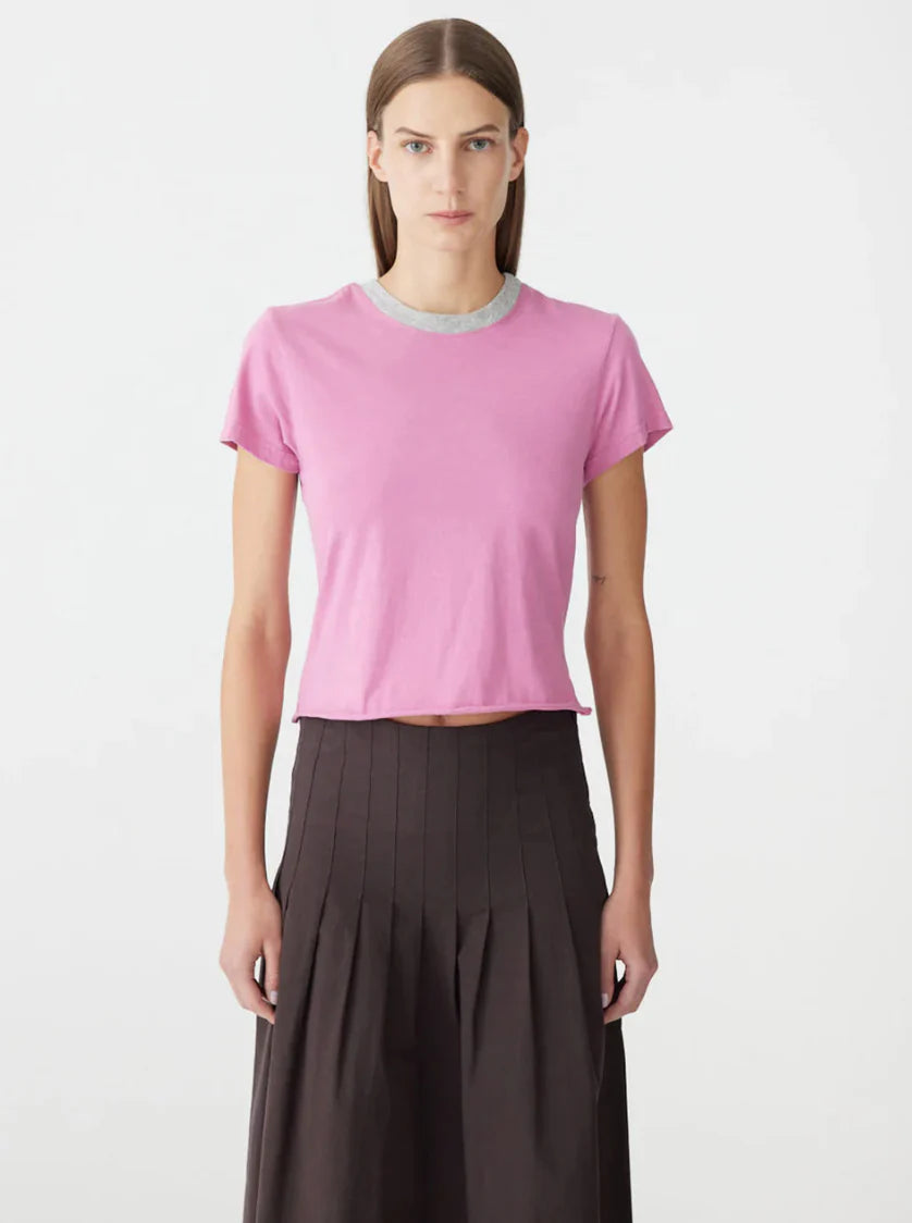 CONTRAST RAW EDGE BABY TEE - BOYSENBERRY/GREYMARLE