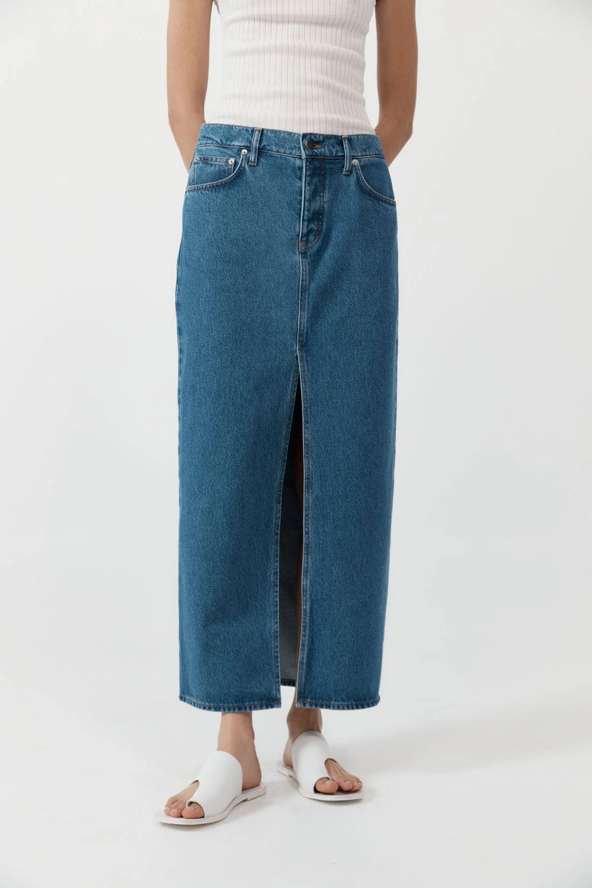 DENIM MAXI SKIRT - DENIM BLUE