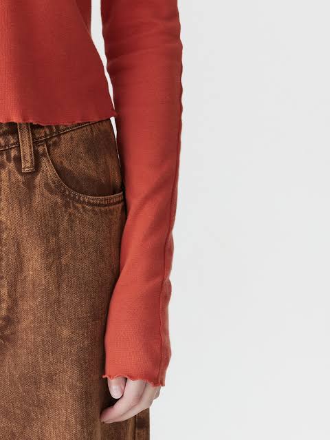 SLIM RIB RAGLAN L/S T SHIRT - RED CEDAR