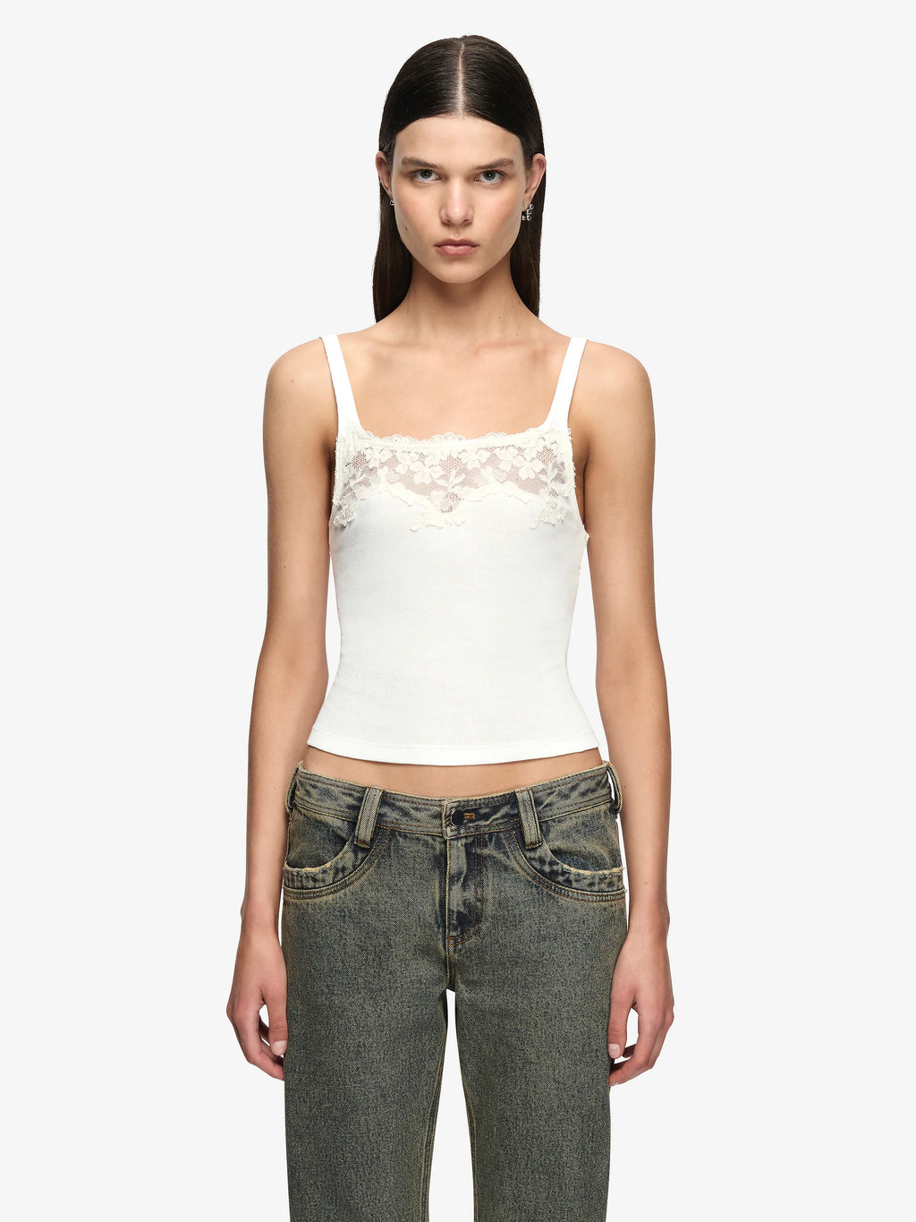 DELAMRE LACE SINGLET - IVORY