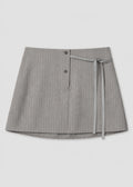 WOOL TIE MINI SKIRT - GREY STRIPE