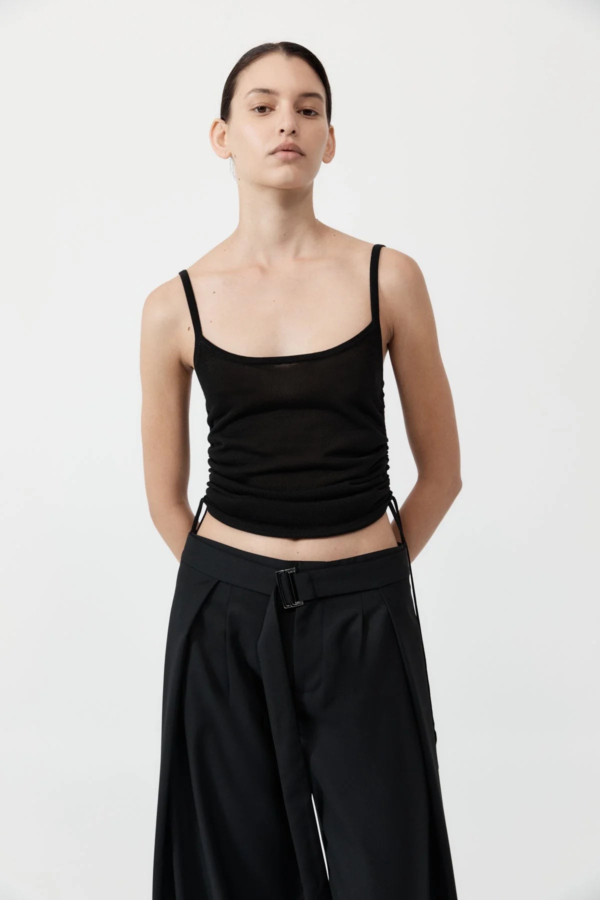 RUCHED TANK - BLACK