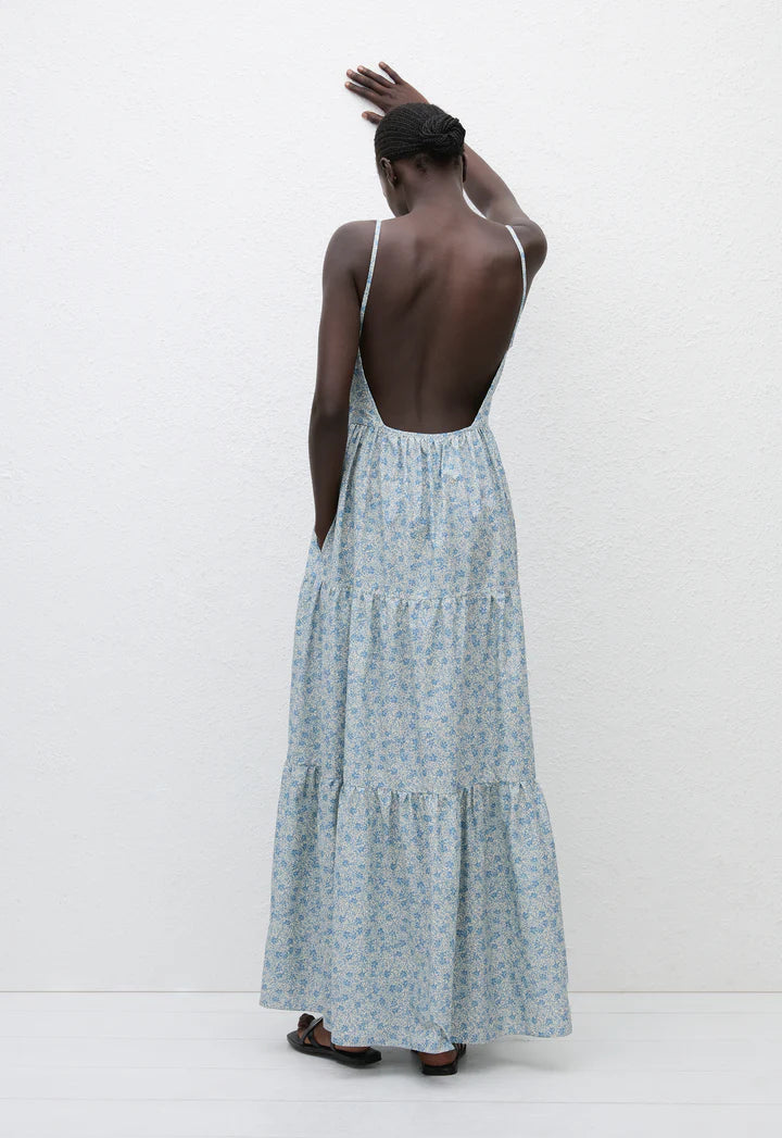TIERED LOW BACK SUNDRESS - CORNFLOWER