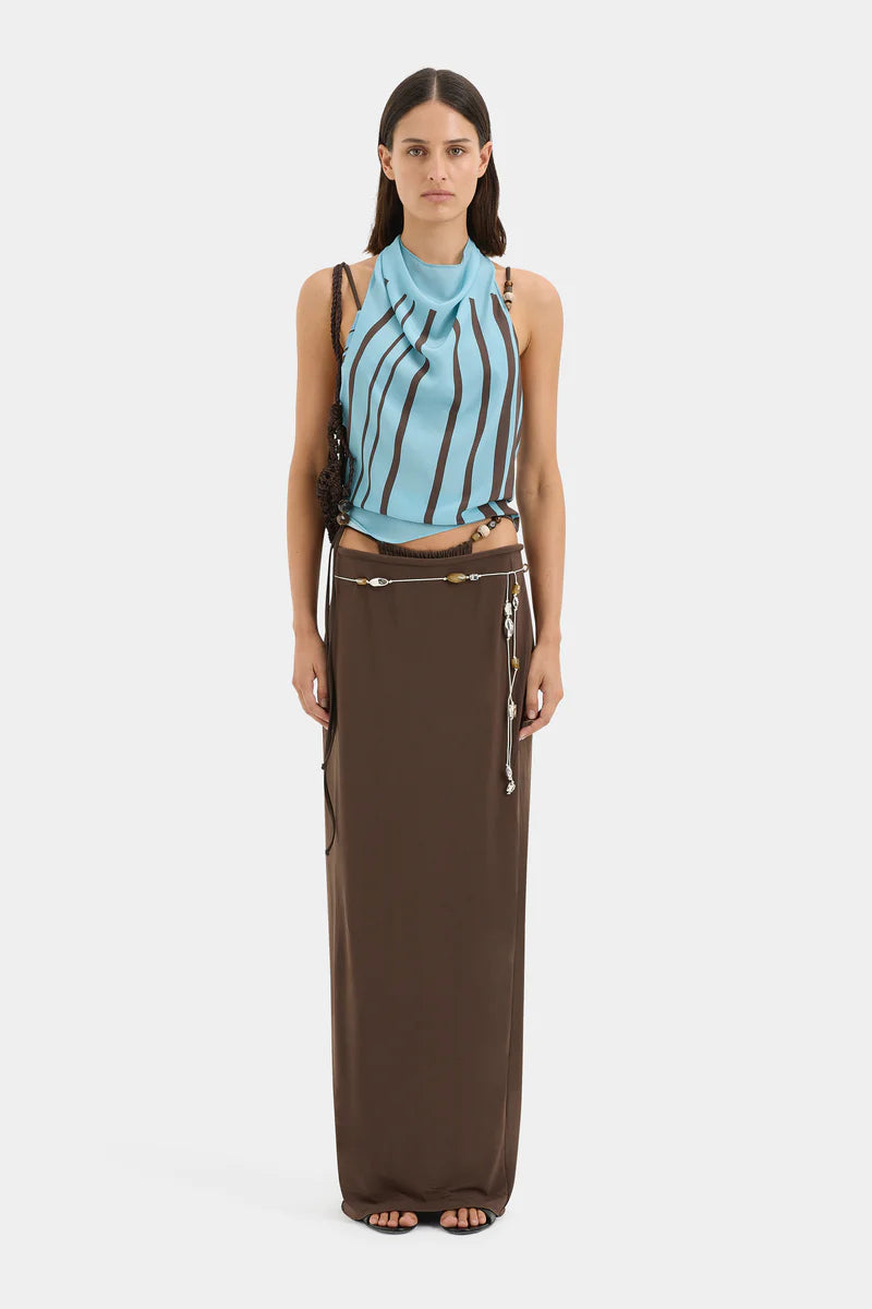 RIOJA HALTER SCARF TOP - PACHA MINERAL STRIPE