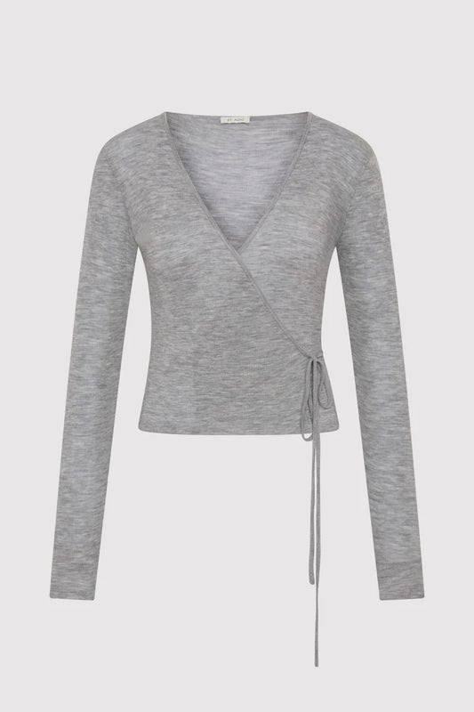 (PRE-ORDER) BABY WOOL WRAP TOP - GREY MARLE
