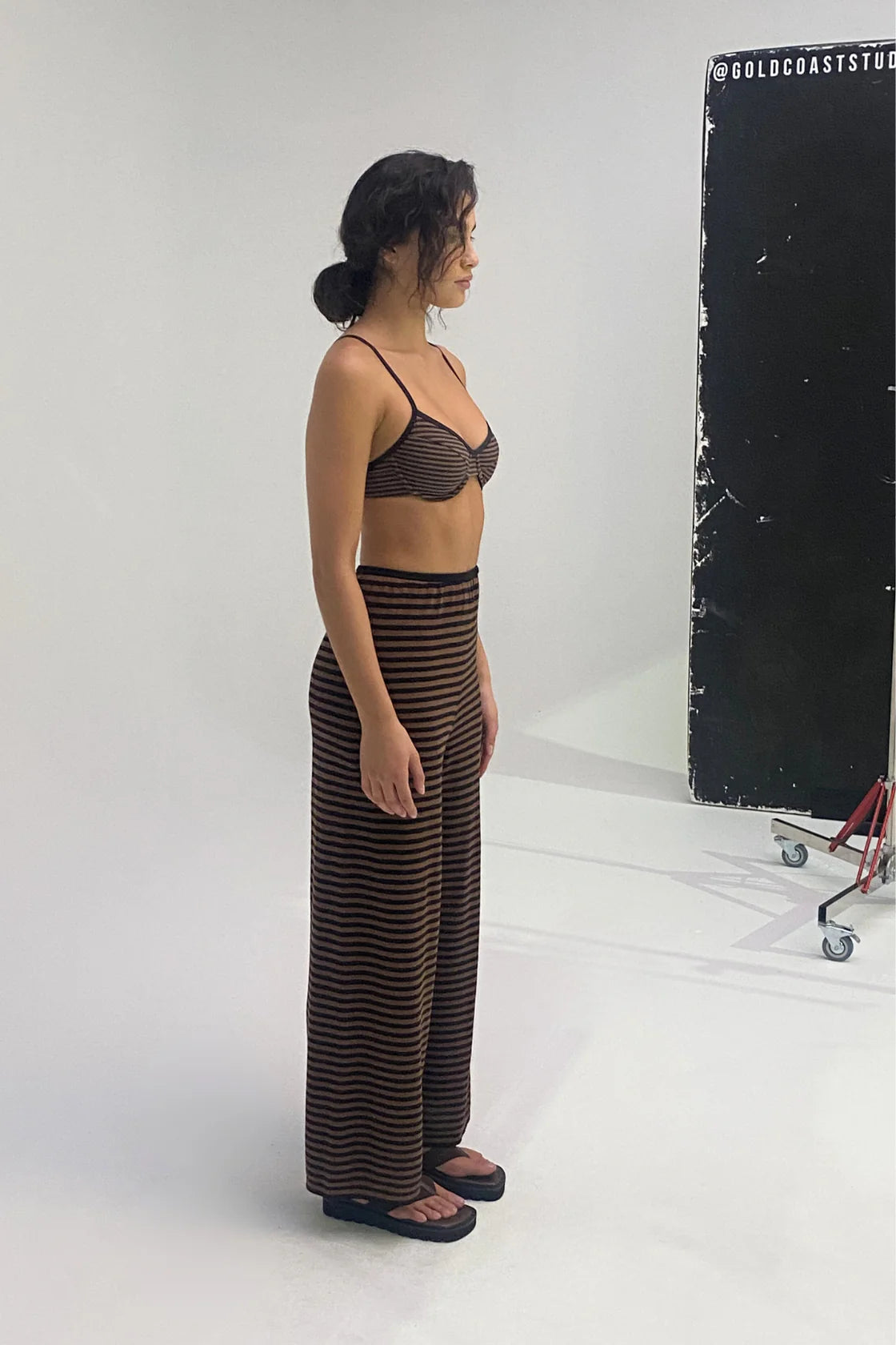 KNIT PANT - BROWN STRIPE