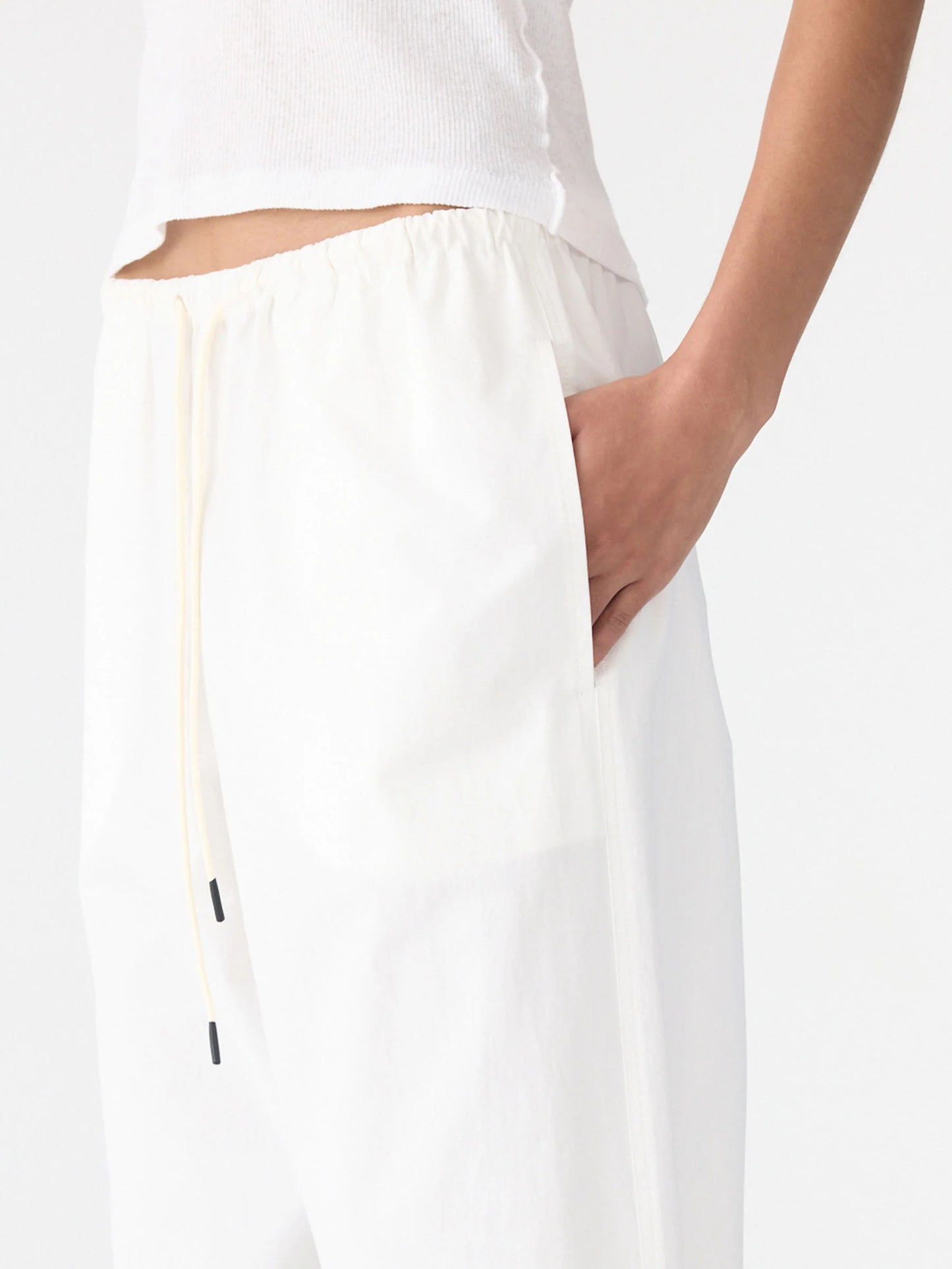 CRUSHED COTTON MINIMAL PANT - NATURAL