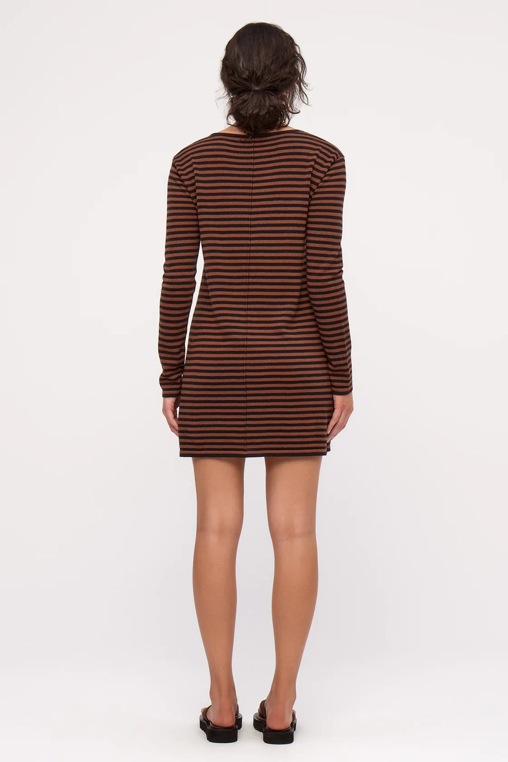 KNIT MINI DRESS - BROWN STRIPE