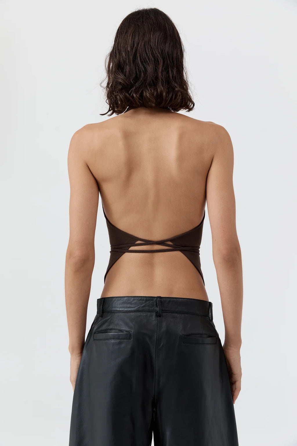 SOFT JERSEY HALTER TOP - LIQUEUR