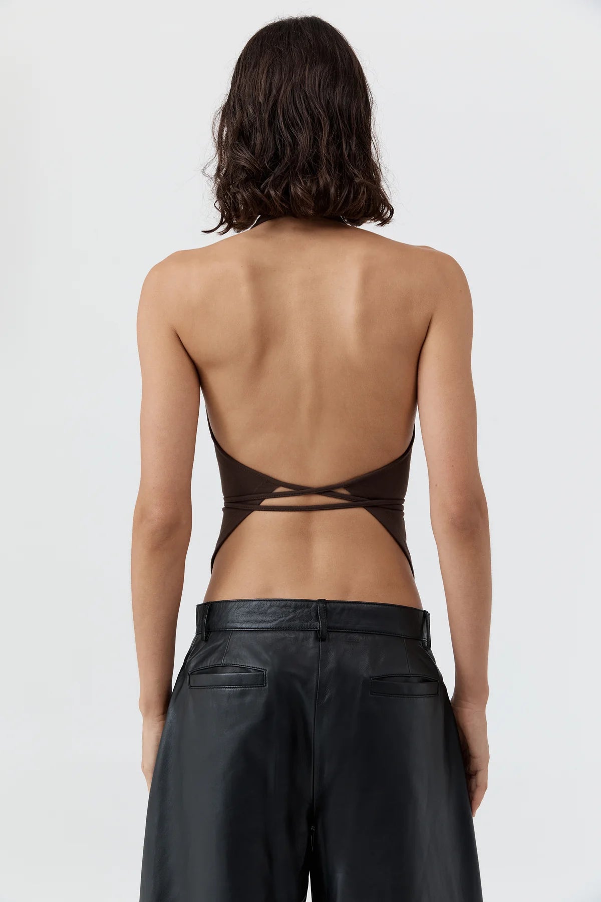 SOFT JERSEY HALTER TOP - LIQUEUR