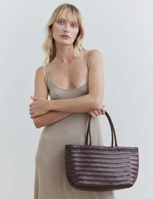 AMELIA WOVEN BAG - CHOCOLATE