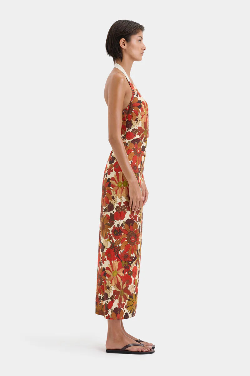 CASTELLA GATHERED MIDI DRESS - FLORA ROSSO