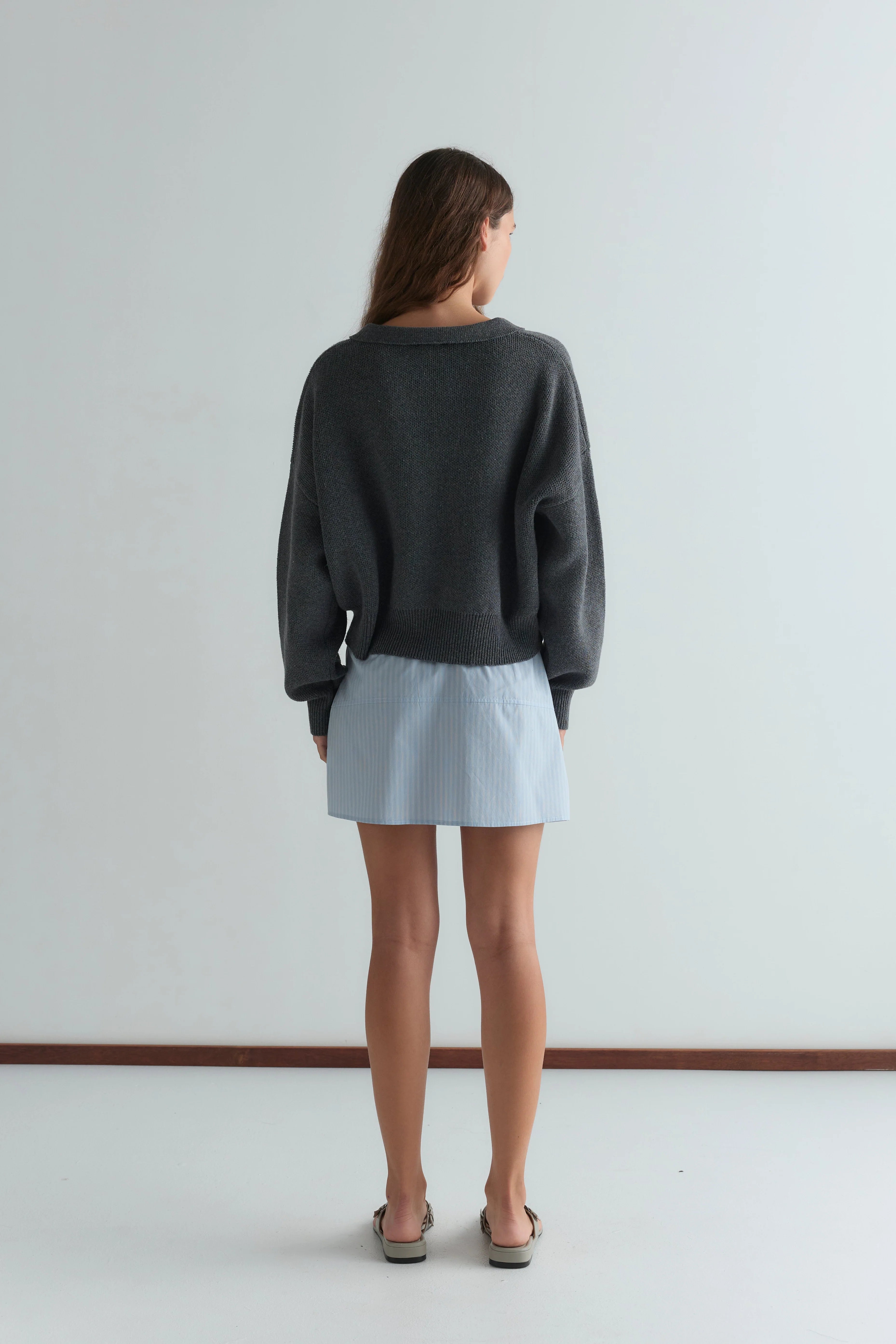EYELET KNIT - DARK PEBBLE