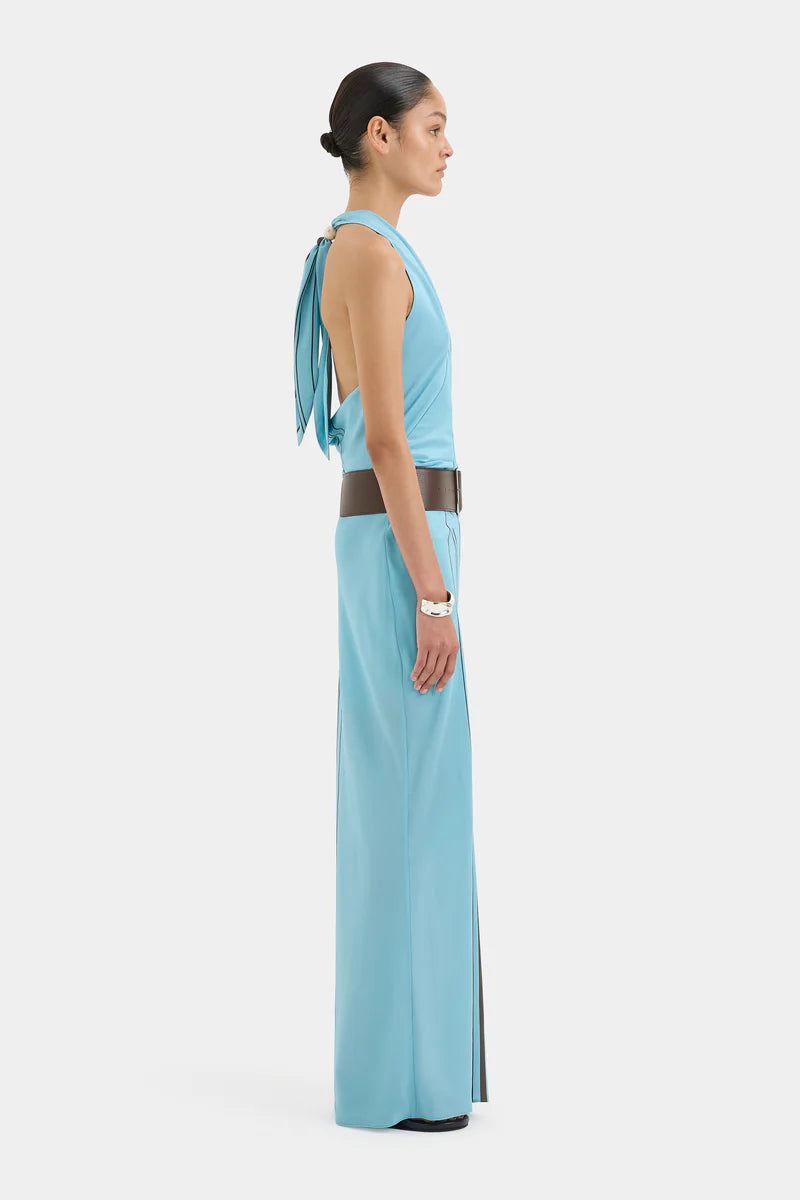 RIOJA HALTER SCARF MAXI DRESS - PACHA MINERAL STRIPE