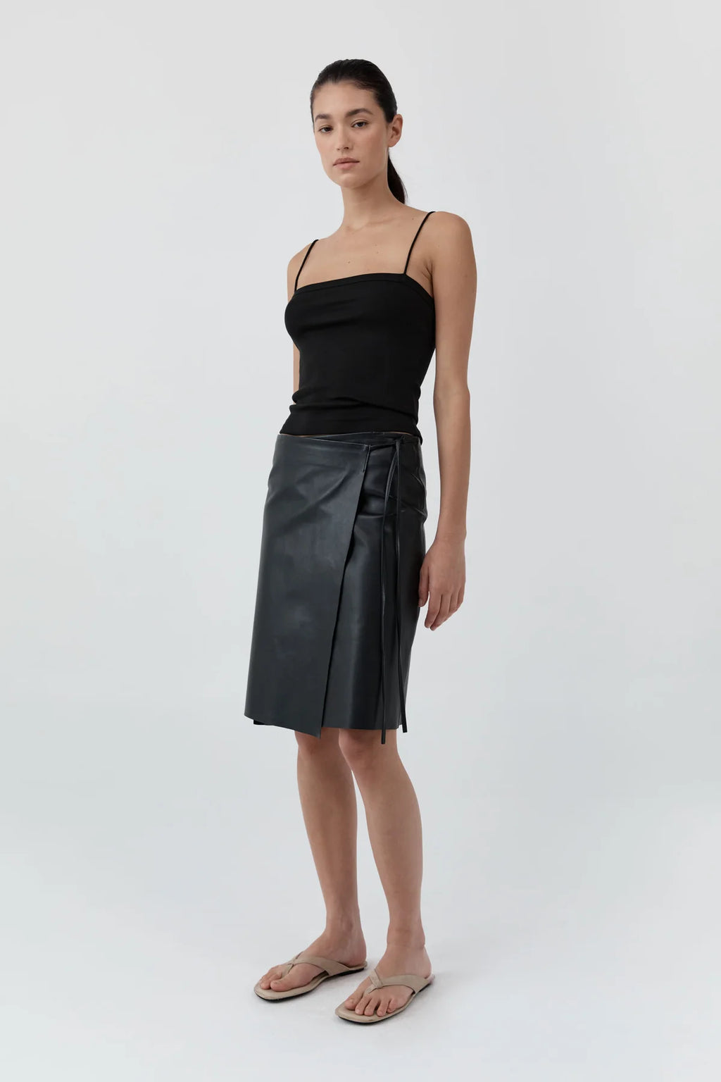ORGANIC COTTON SQUARE NECK CAMI - JET BLACK