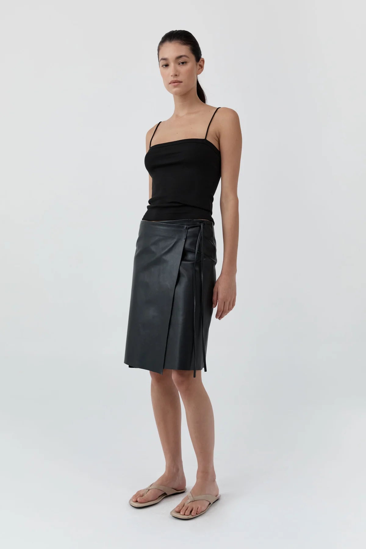 ORGANIC COTTON SQUARE NECK CAMI - JET BLACK