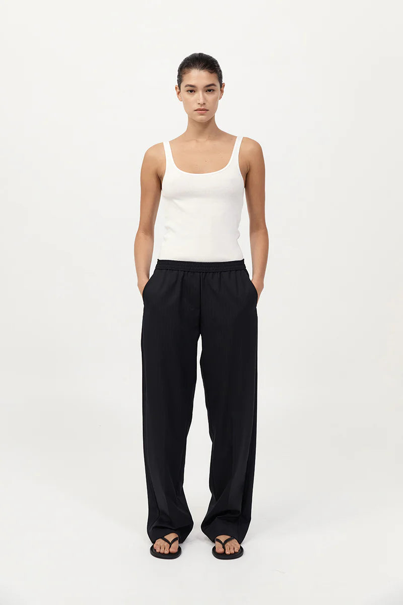 TAILORED ACTIVE PANTS - BLACK PINSTRIPE