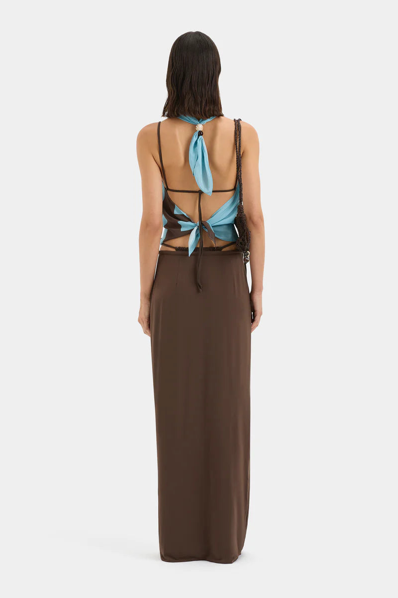 RIOJA HALTER SCARF TOP - PACHA MINERAL STRIPE