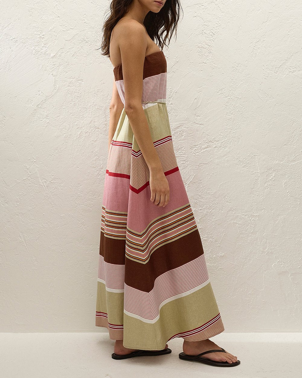 YOLINA MAXI DRESS- BARRAGAN STRIPE DUSTY MAUVE