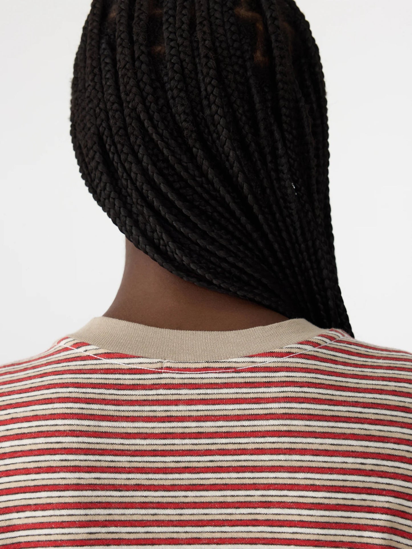 RECYCLED SLOUCH L/S TSHIRT - RED/BEIGE/UNDYED