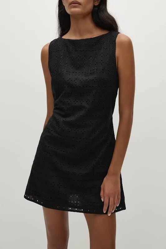 LILY MINI DRESS - AGNES BRODERIE ANGLAISE BLACK