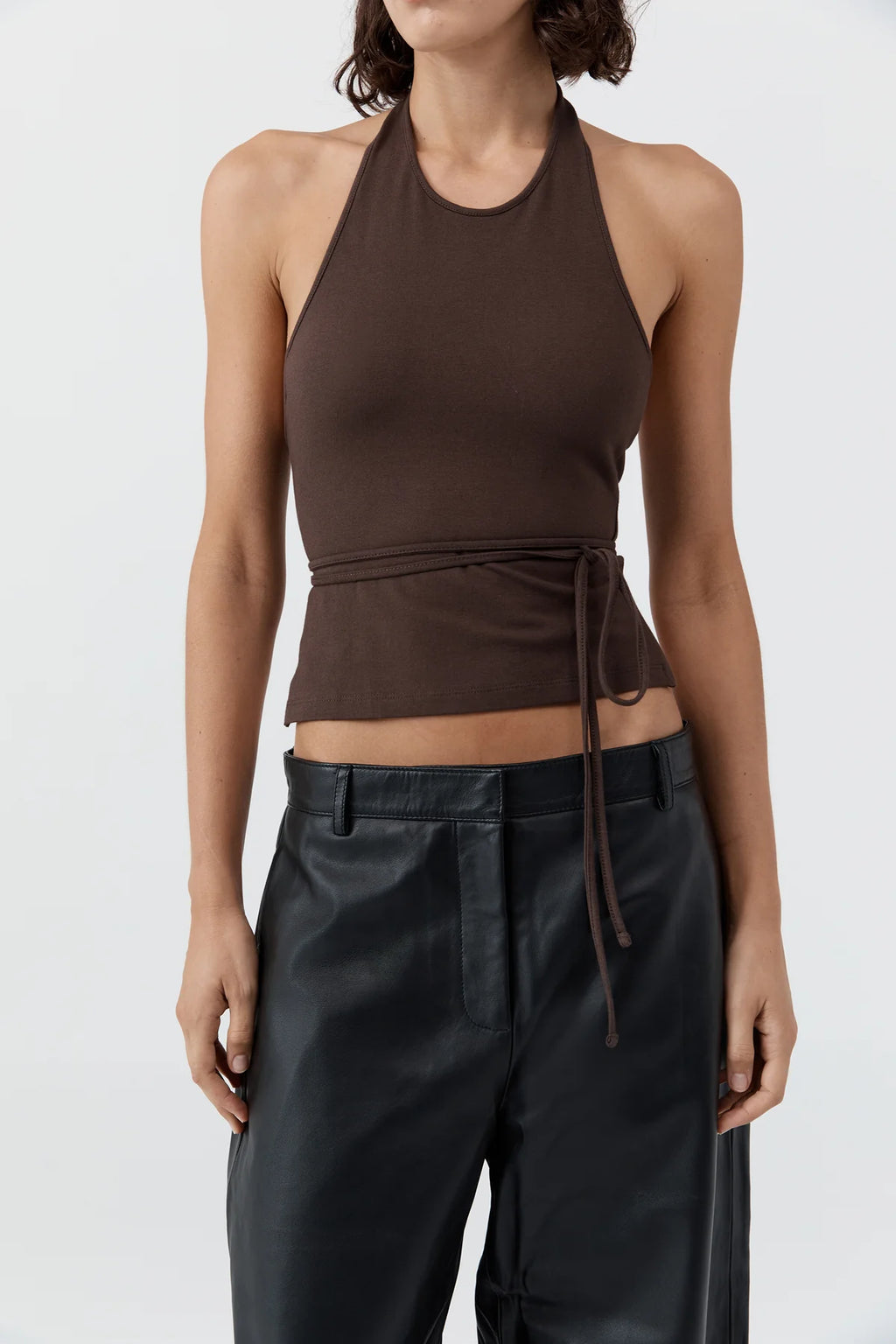 SOFT JERSEY HALTER TOP - LIQUEUR
