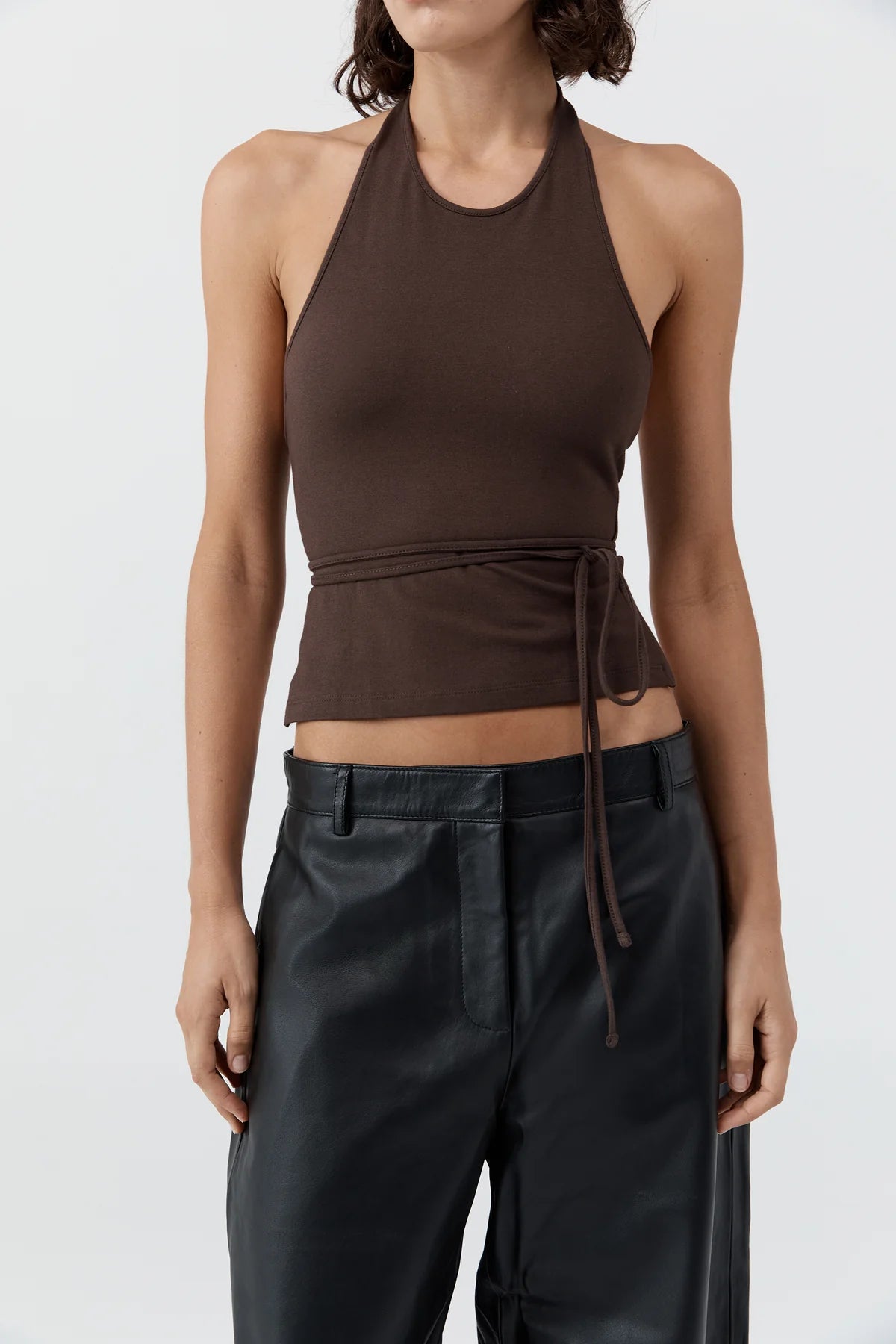 SOFT JERSEY HALTER TOP - LIQUEUR