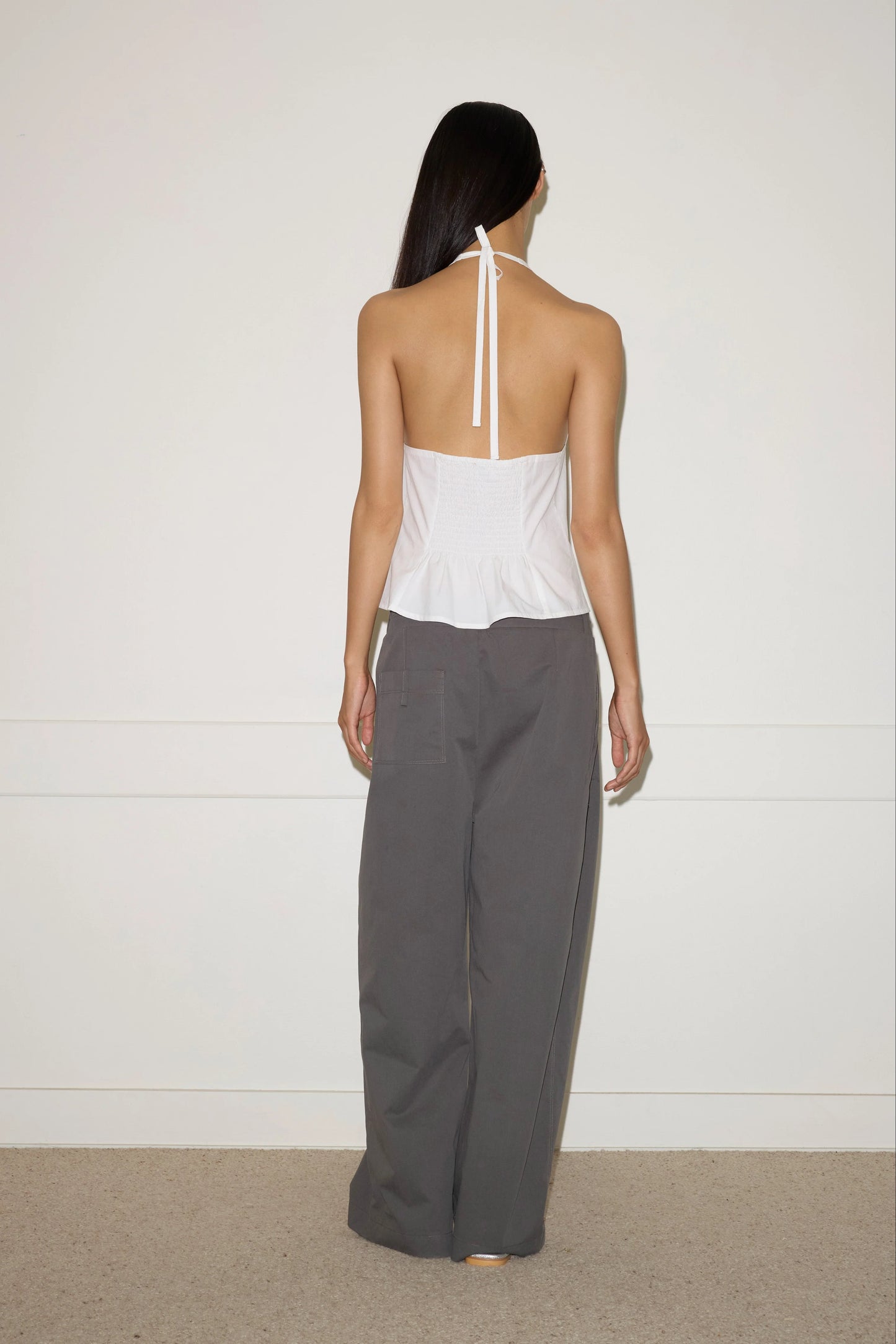 WAIST HALTER TOP - WHITE