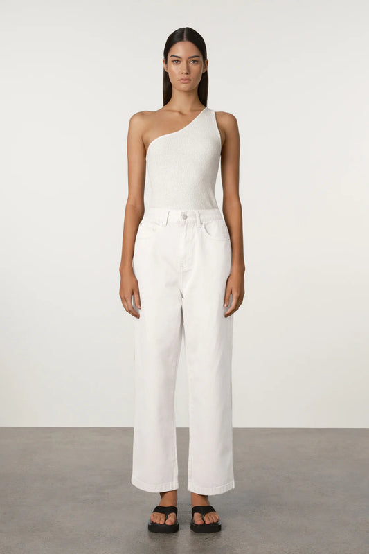 WHITE RELAXED RECYCLED DENIM JEAN - WHITE