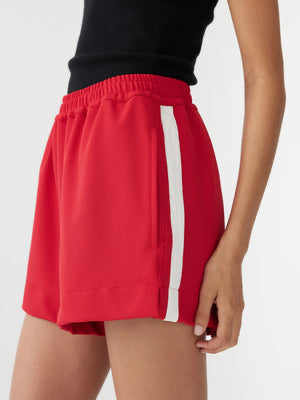 TWILL SIDE DETAIL SHORT - RED/WHITE