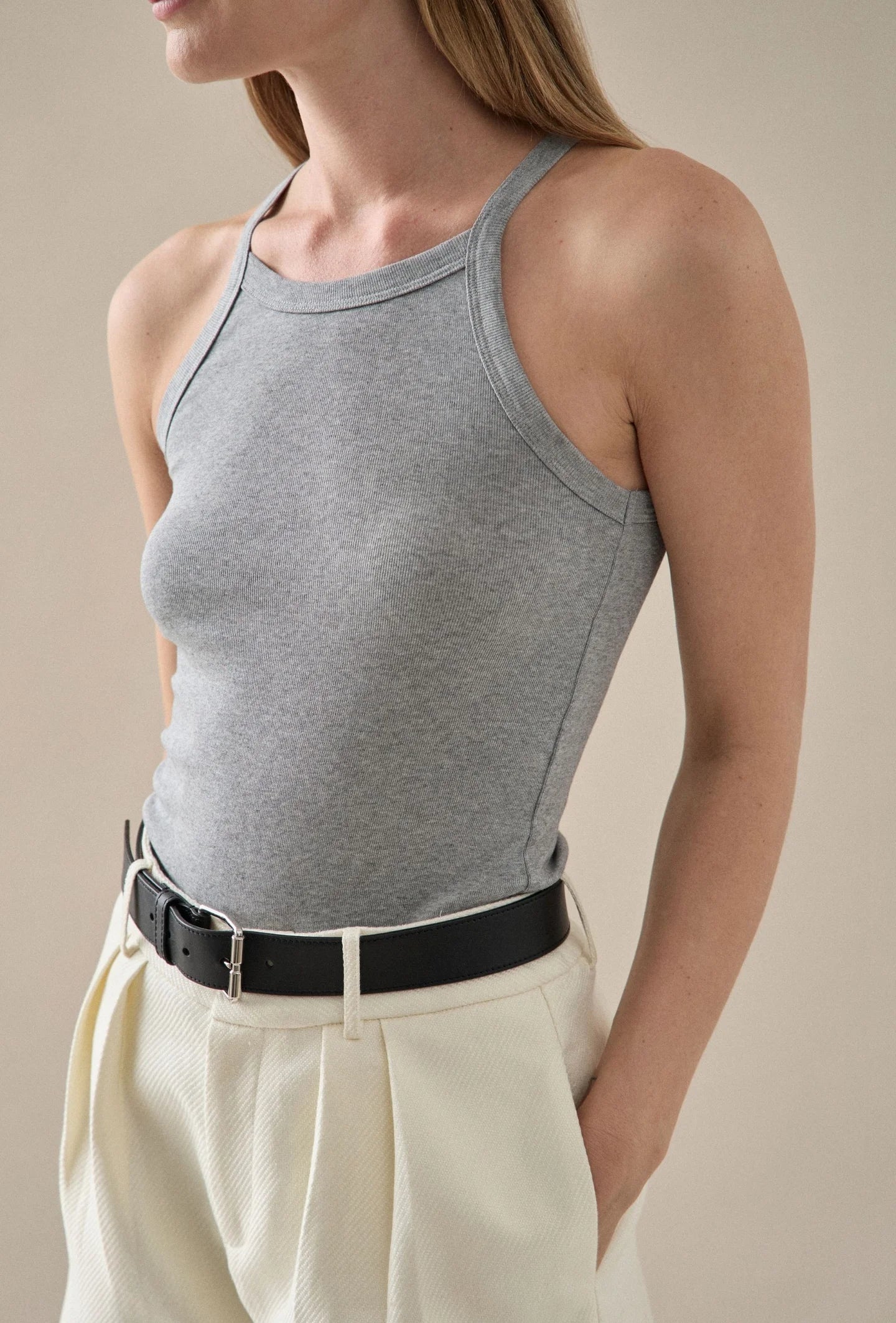 01 SINGLET - GREY MARL